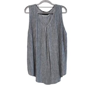 Amana Womens‎ 1X Tank Top Sleeveless V Neck Metallic Ice Blue Textured Blouse